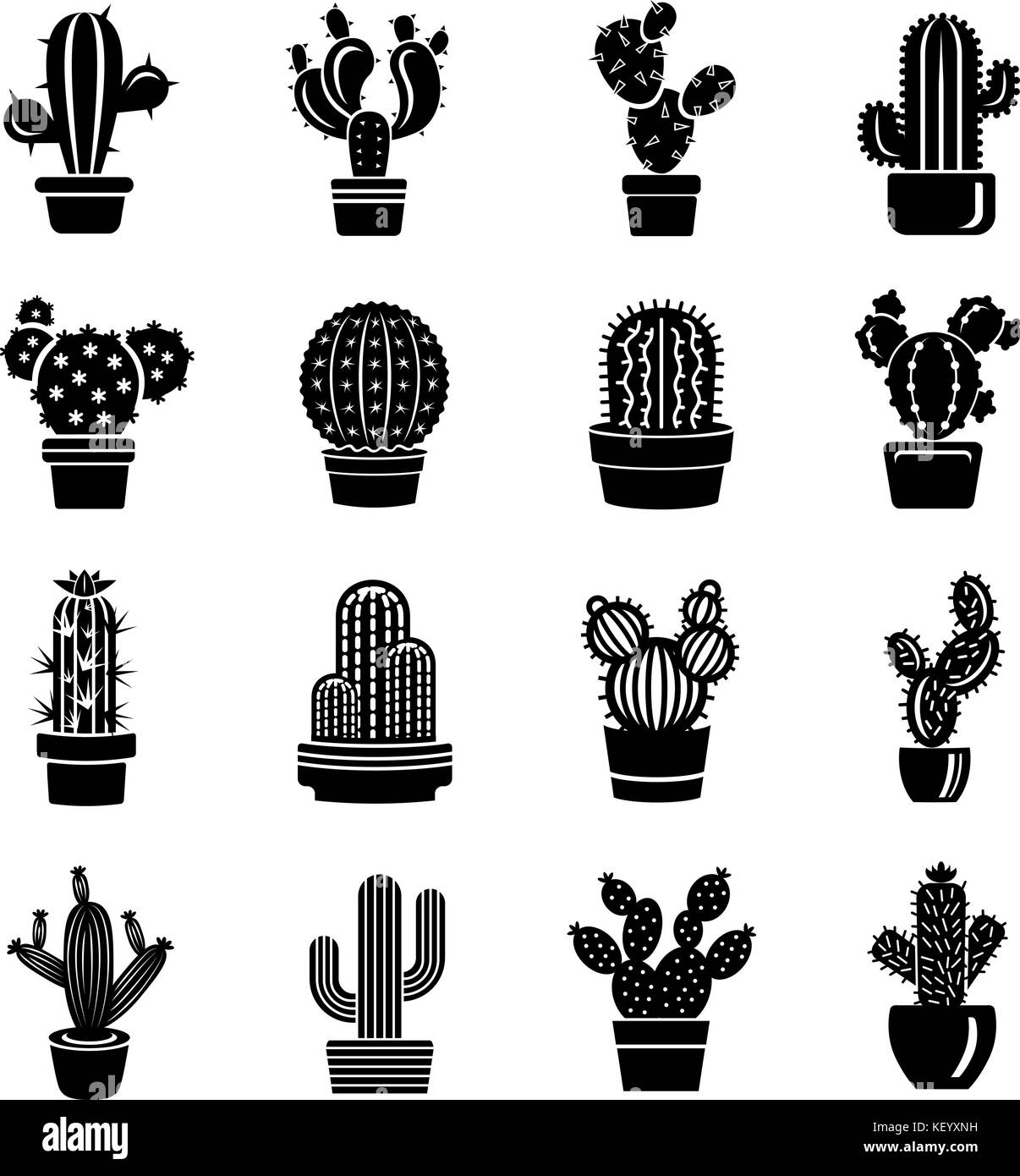 Cactus Symbole gesetzt, einfachen Stil Stock Vektor