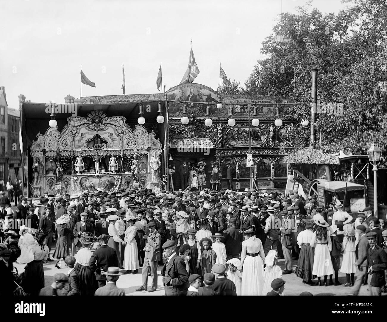 St Giles' Fair, Oxford, Oxfordshire, September 1905. Von Henry William Taunt (1842 - 1922) auf Silber Gelatine Glasplatte negative fotografiert. Trotz t Stockfoto