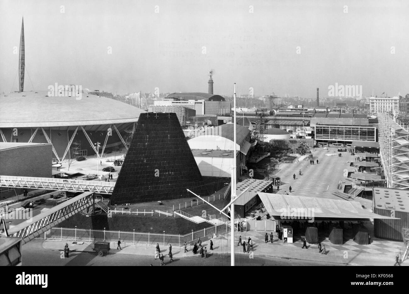 Festival von Großbritannien, South Bank, Lambeth, London. Allgemeine Ansicht des Festivals von Großbritannien South Bank Website aus der County Hall. Im April 1951 fotografiert. Stockfoto