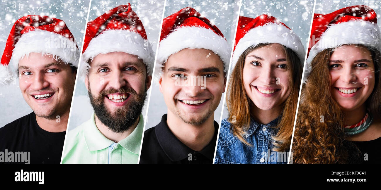 Menschen tragen Santa Hut Stockfoto