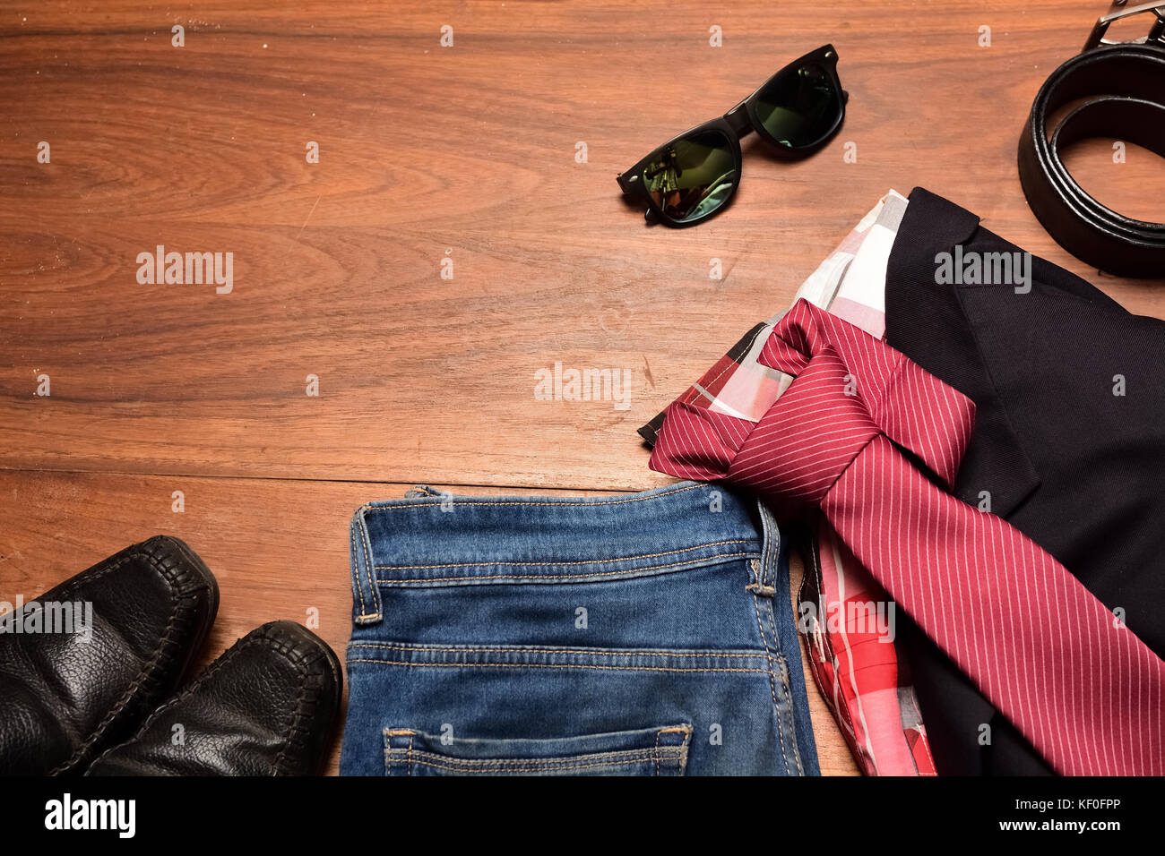 Nahaufnahme der männlichen Mode Bekleidung Stockfoto