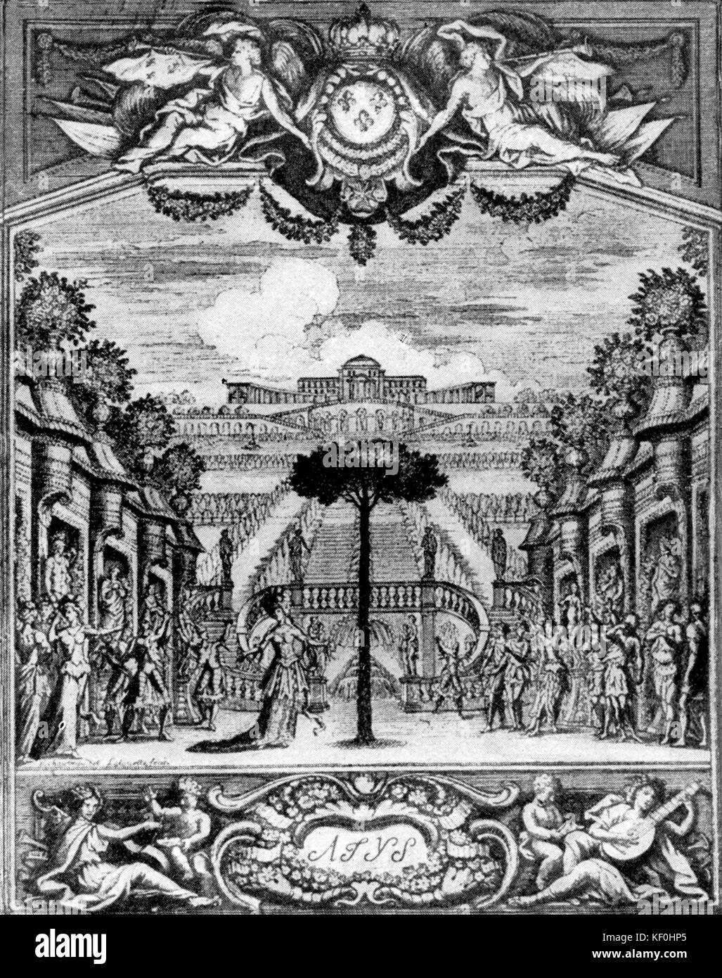 "Atys" von Jean-Baptiste Lully. 1676 Ttitlepage auf die Oper. J-BL Französisch Italienisch Komponist 28. November 1632 - vom 22. März 1687. Stockfoto