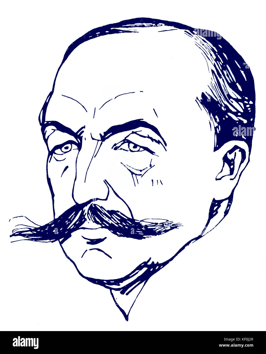 Albert Carre - Karikatur der Direktor von L'Opéra Comique. Französische Schauspieler, Produzent, Regisseur der Comedie Francaise, die inszenierte Debussys Pelléas und Mélisande. Illustration von A. Delannoy, C. 1910. Getönte Ausführung. Stockfoto
