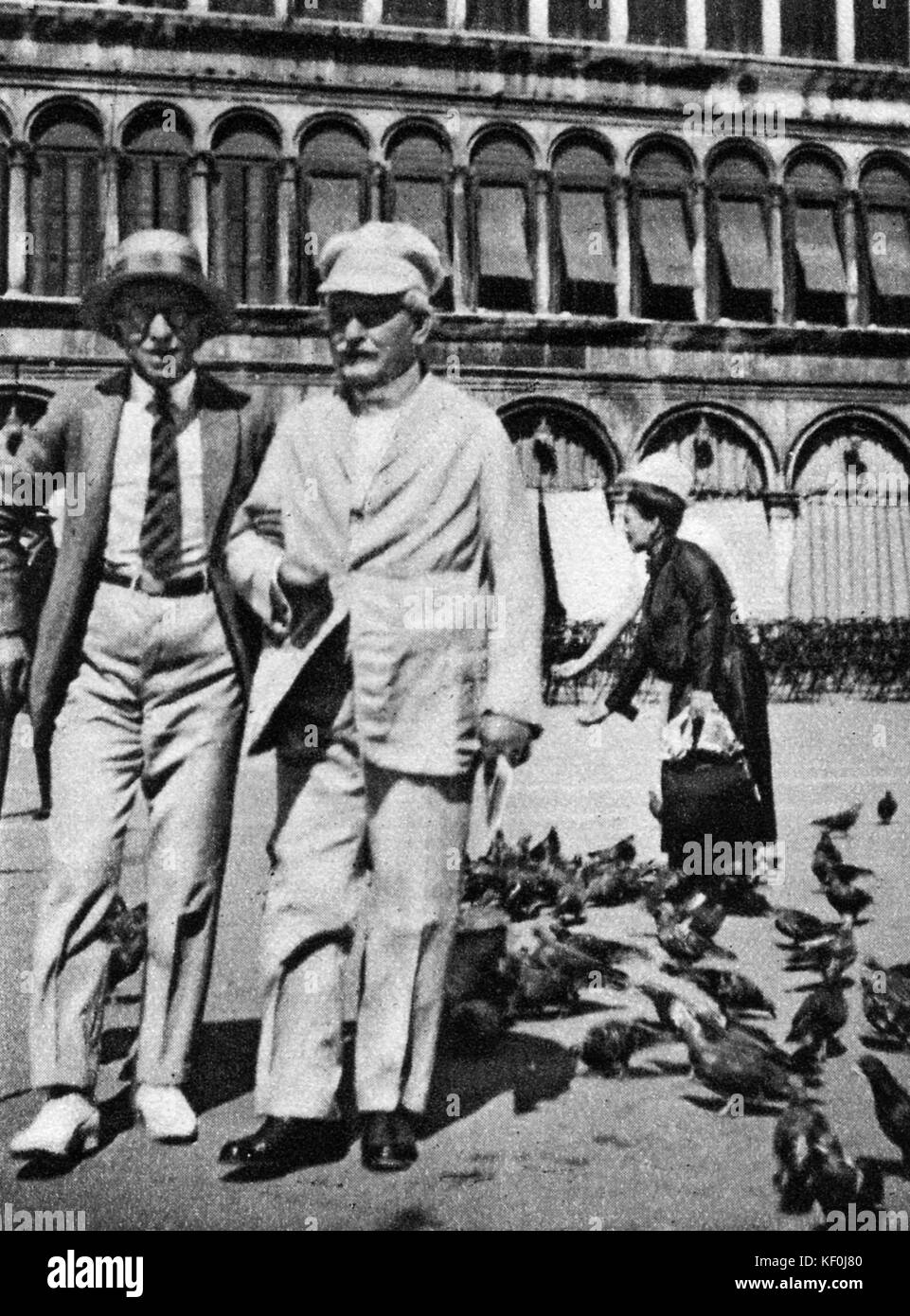 Leos Janacek in Venedig mit den Tauben. Tschechische Komponist, 13. Juli 1854 - 12. August 1928. Stockfoto