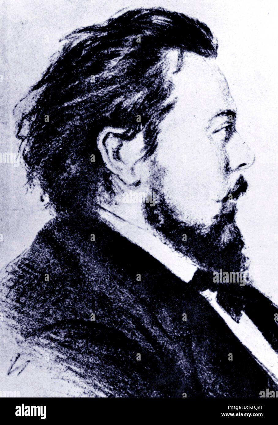 Modest Petrovich Mussorgskij portrait 1839-1881 Mussorgsky. Russischen Komponisten. Zeichnung 1876 von S. F. Alexandrovsky, in Riga geboren, 25-12-1842; in St. Petersburg studiert. Einer der Mächtigen Fünf Stockfoto