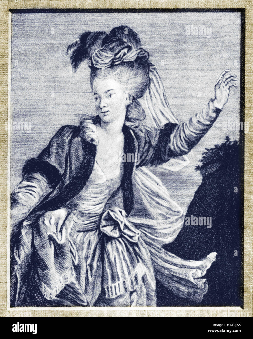 Mozarts Schwägerin Aloysia Weber Lange als Gretry Zemire in der Oper "Zemire und Azor". Von Johann Esaias Nilson, 1784 Lithographie. Stockfoto