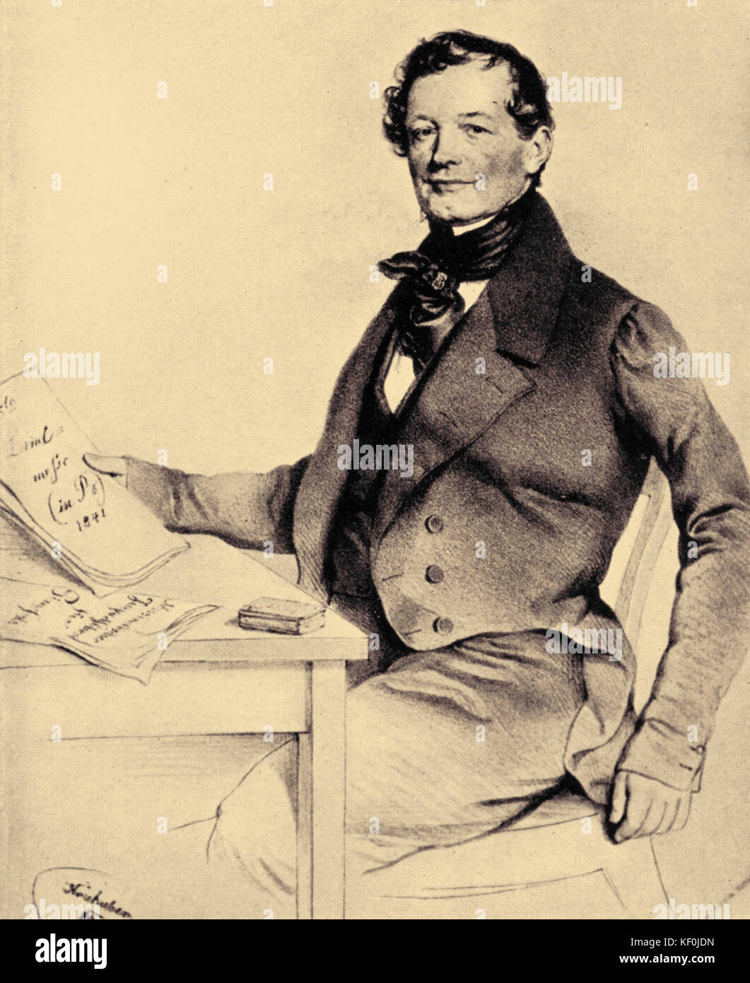 Anton Diabelli, österreichischer Musikverlag und Komponist. Zeichnung von Kriehuber. 1781-1858 Stockfoto
