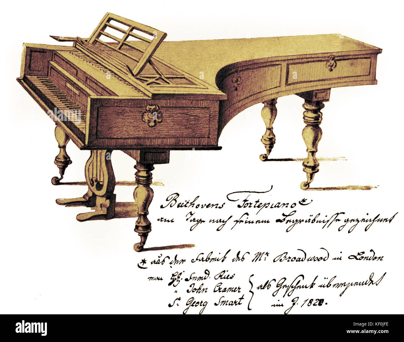 Ludwig van Beethovens Broadwood Klavier. Deutsche Komponist, 1770-1827. Stockfoto