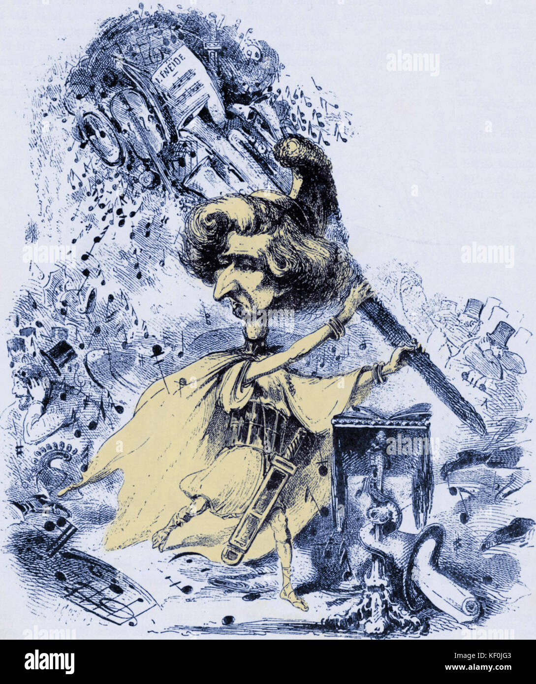 BERLIOZ als Trojaner (Les Troyens), Bildunterschrift lautet "Die Trojaner, lyrische Tragödie, Text und Musik von Berlioz' von Grévin. Der französische Komponist 1803-1869. 'Journal Amusant", 28. November 1863. Stockfoto