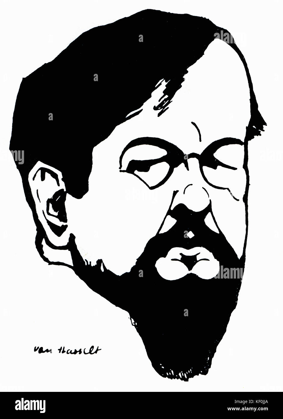 Claude Debussy - vignette Portrait von Van Hasselt (Daten nicht bekannt), Anfang des 20. Jahrhunderts. CD: der französische Komponist, 22. August 1862 - 25. März 1918. Stockfoto