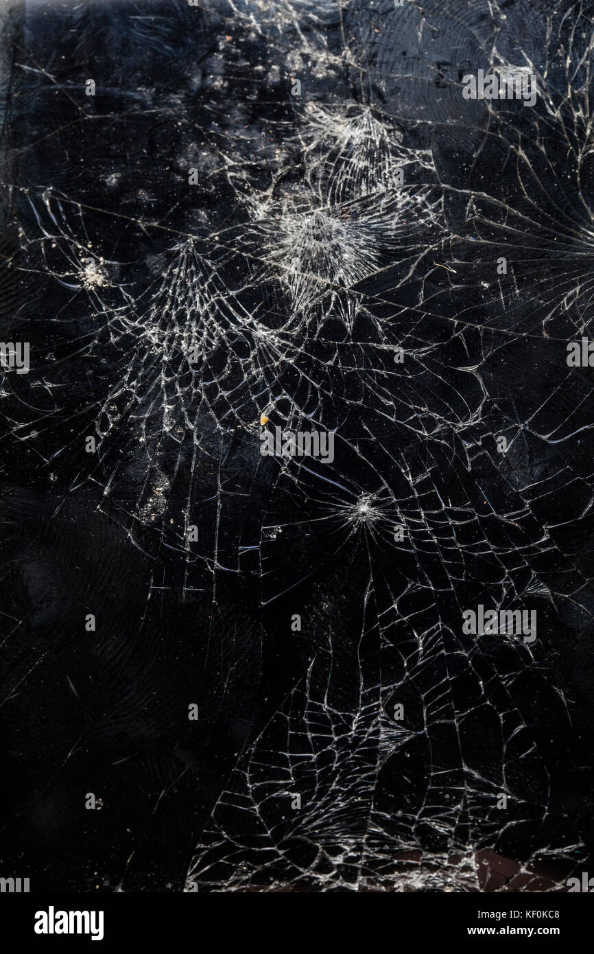 Zertrümmerte shattered zerbrochen Bildschirm eines Mobile Smartphone Stockfoto