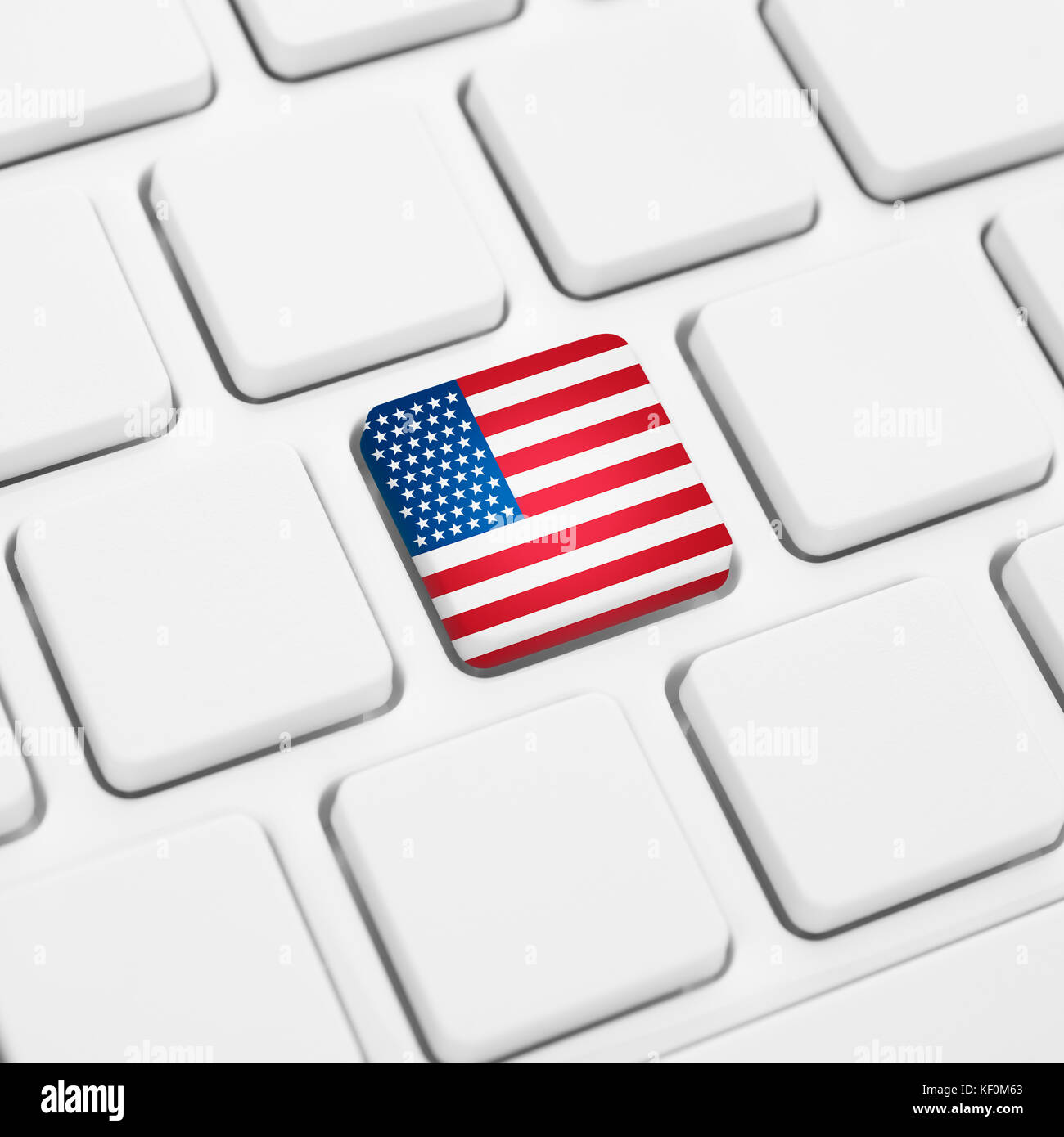Vereinigten Staaten von Amerika oder usa web Konzept Englisch. nationalflagge Schaltfläche oder Taste auf der Tastatur Stockfoto