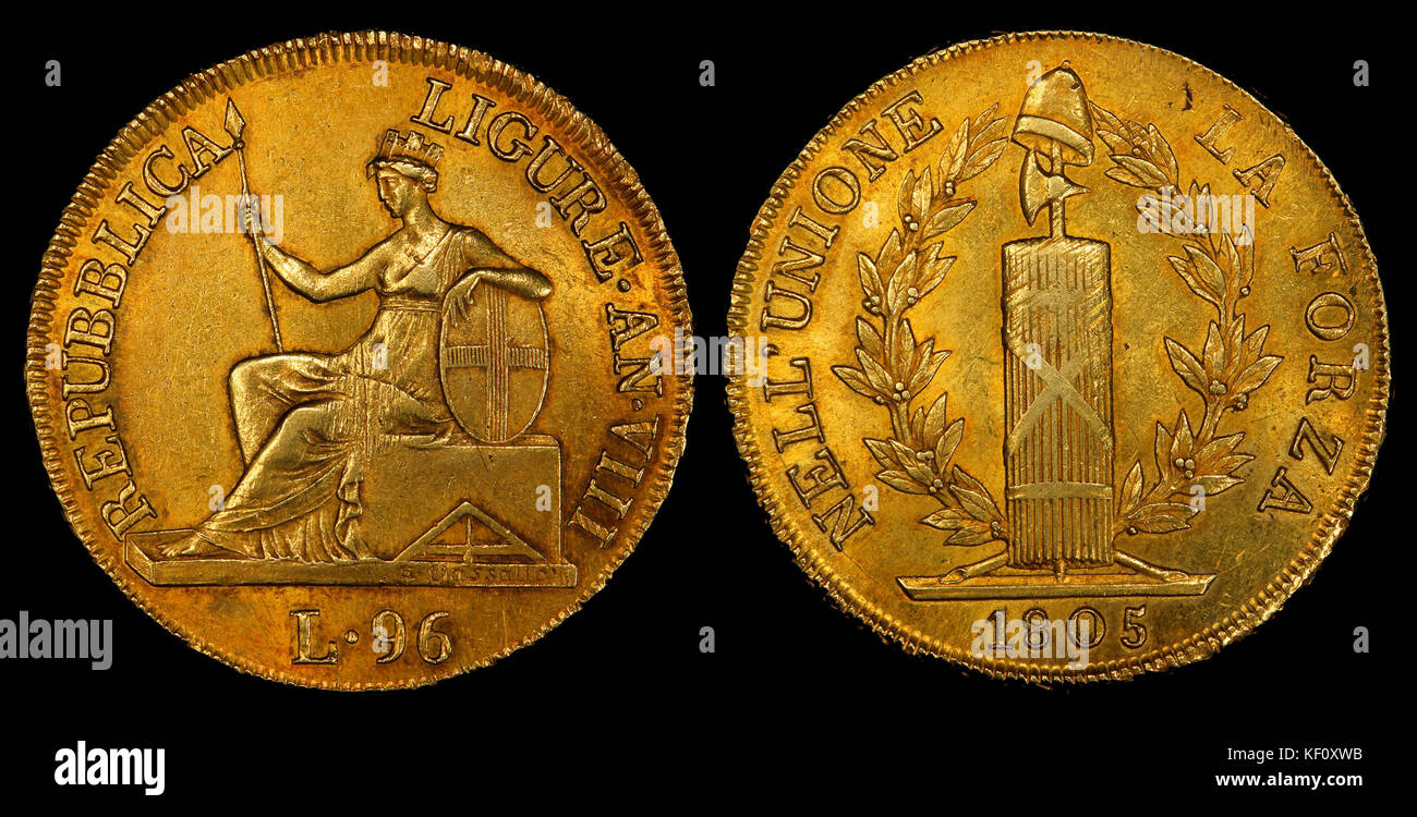 Ligurische Republik 1805 96 Lira Stockfoto