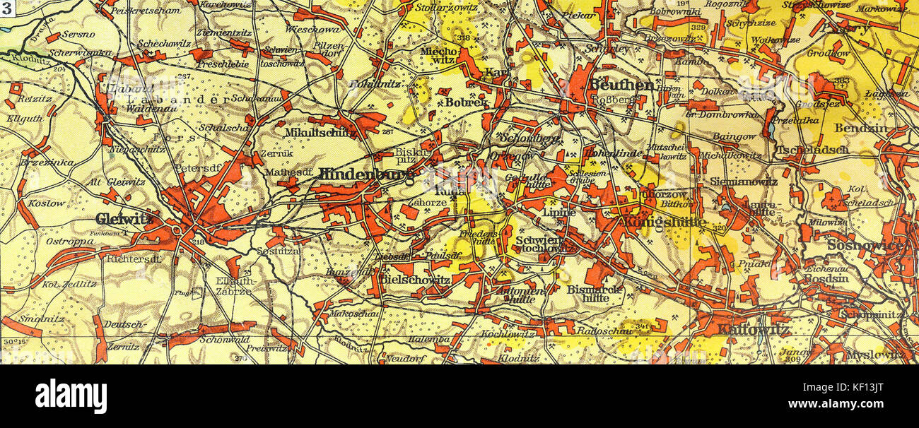 Eine alte Karte aus lange Diercke, die die Region Sachsen, Deutschland, einschließlich Oberschlesien, darstellt. Diese historische kartographische Darstellung bietet einen detaillierten Einblick in die geographische und politische Gestaltung des Gebiets im frühen 20. Jahrhundert. Stockfoto