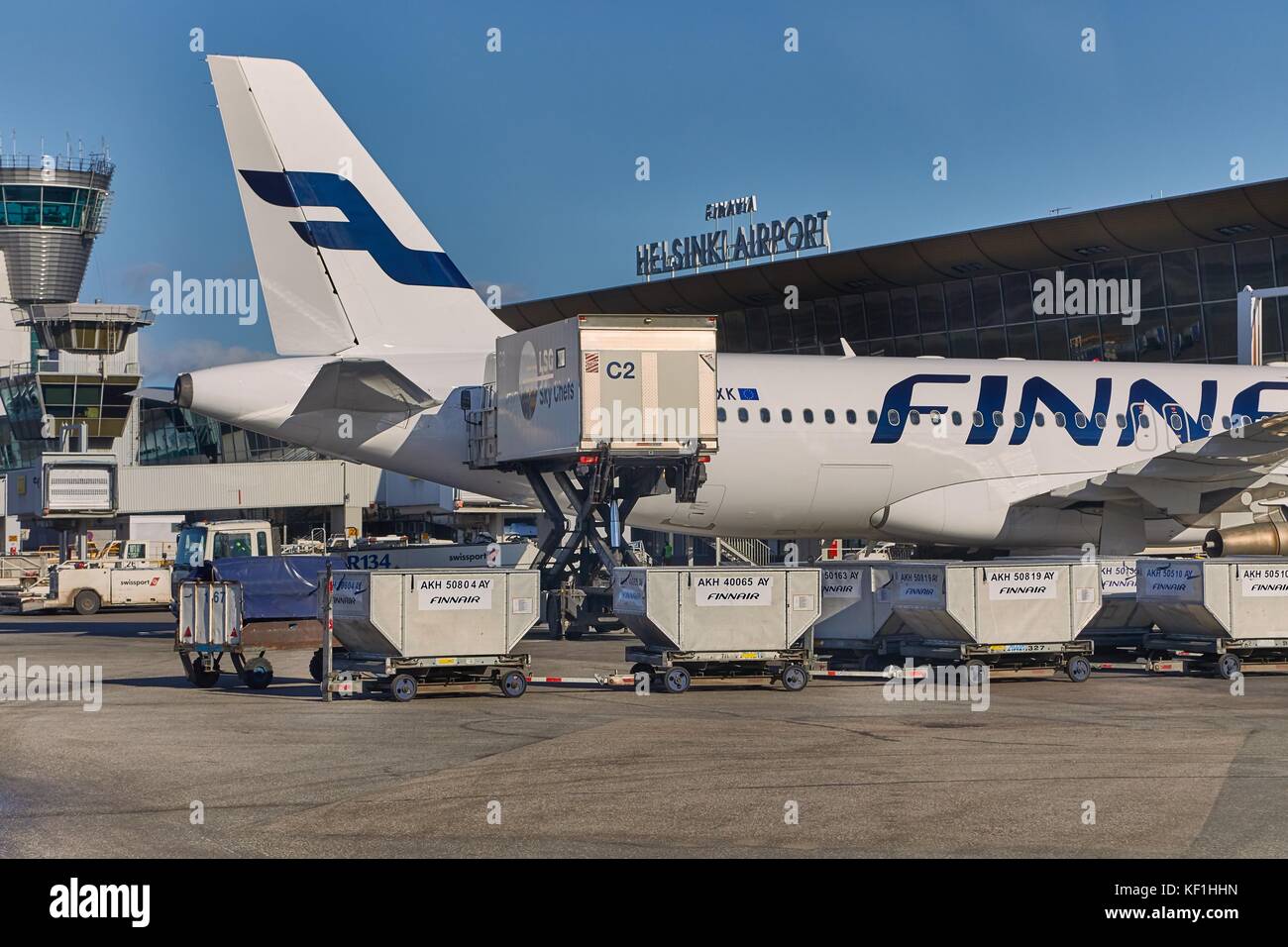 Abfertigung der Flugzeuge Stockfoto