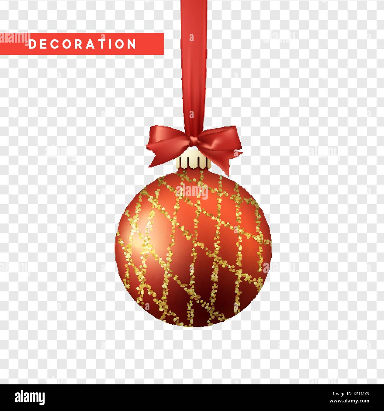 Weihnachten Kugeln in Rot und Gold Farbe. Christbaumkugel Weihnachten Dekoration Elemente. Stock Vektor
