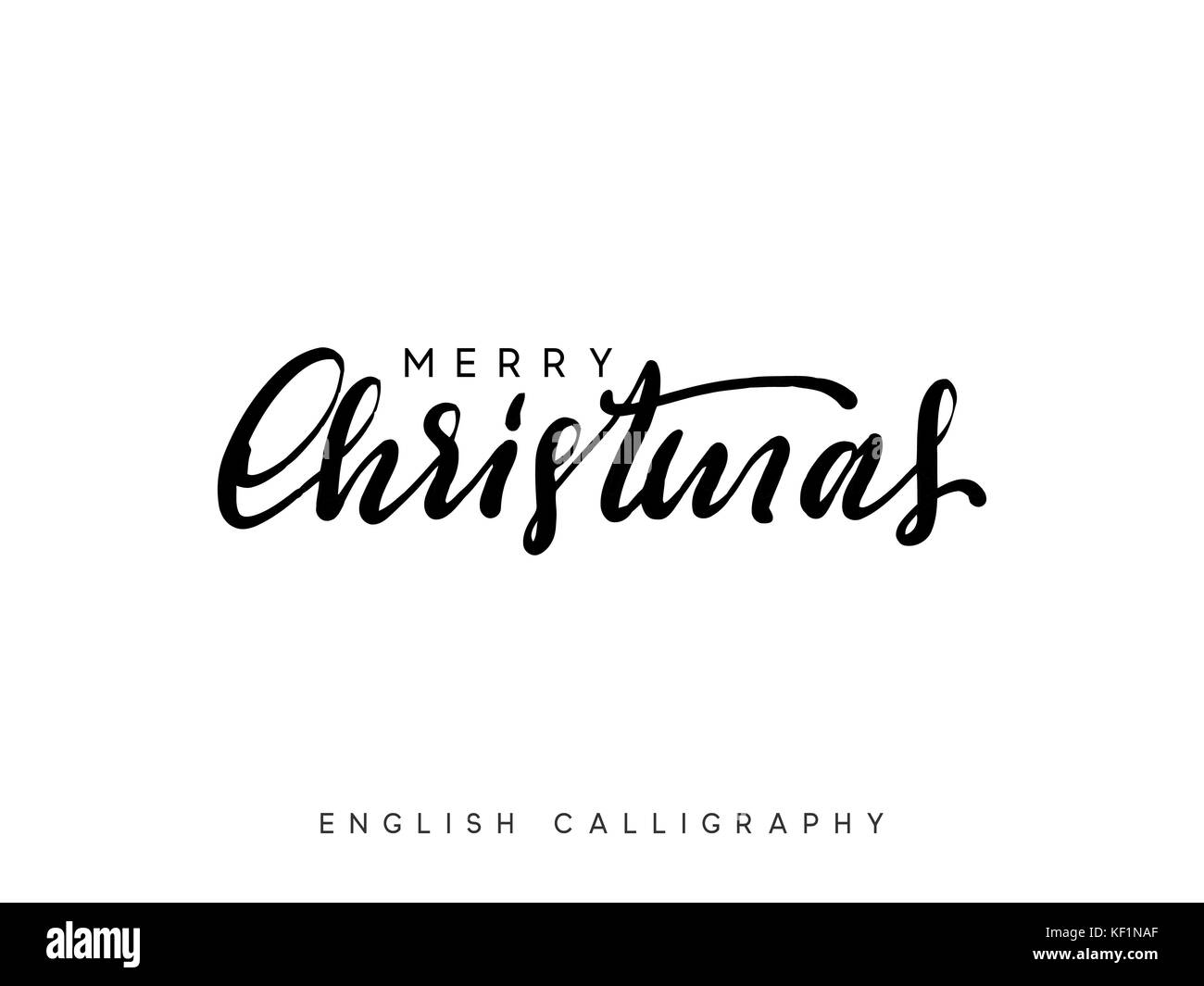 Text frohe Weihnachten. Weihnachten Hand gezeichnet Kalligraphie Schrift Stock Vektor