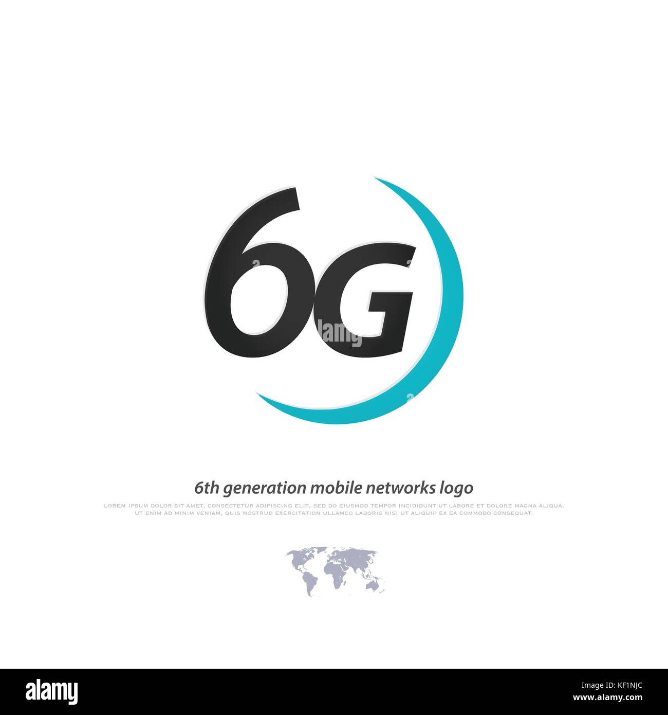 6. Generation Mobile Network Schriftzug. vector, isoliert 6 g-Symbol. high speed Verbindung wireless Systems unterzeichnen. Telekommunikation Standard der Schnellere i Stock Vektor