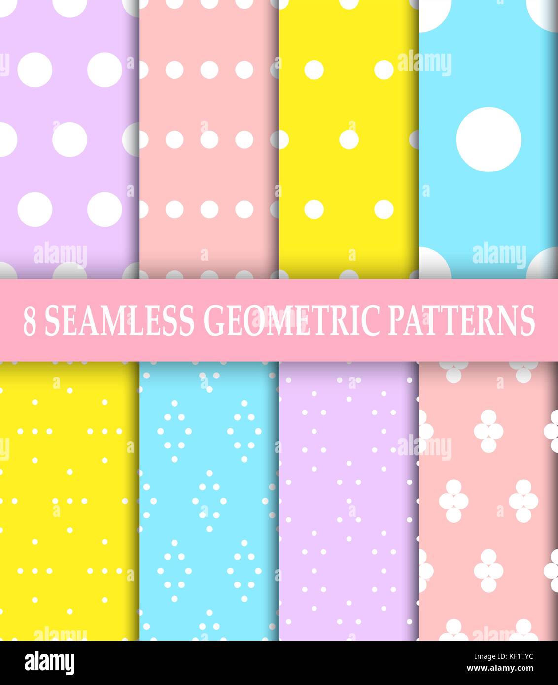 Sammlung von 8 geometrische Muster. Polka Dot Seamless Pattern Stock Vektor