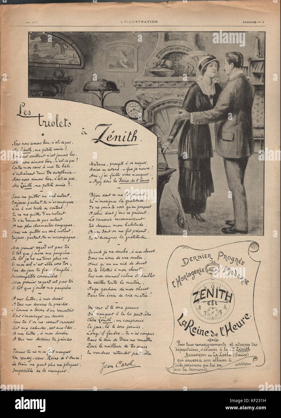 L'Illustration No. 3790, veröffentlicht am 23. Oktober 1915, zeigt Anzeigen und Artikel aus der Zeit, die einen Einblick in die französischen Medien und kulturellen Trends des frühen 20. Jahrhunderts während des Ersten Weltkriegs geben Stockfoto