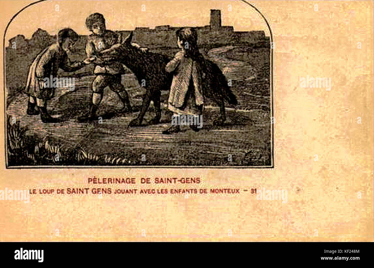 Monteux Le Loup de Saint Gens jouant avec les enfants Stockfoto