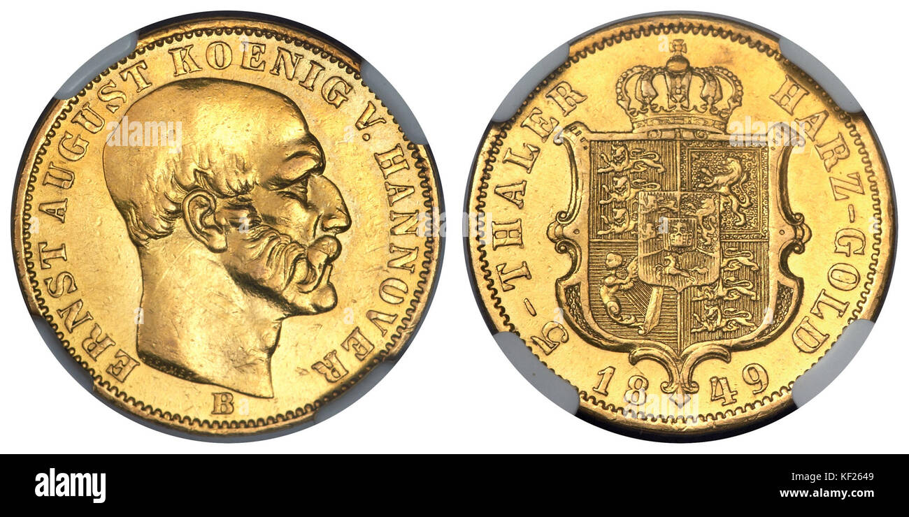 Deutsche Staaten Hannover Ernst August 5 Taler 1849 B Stockfoto