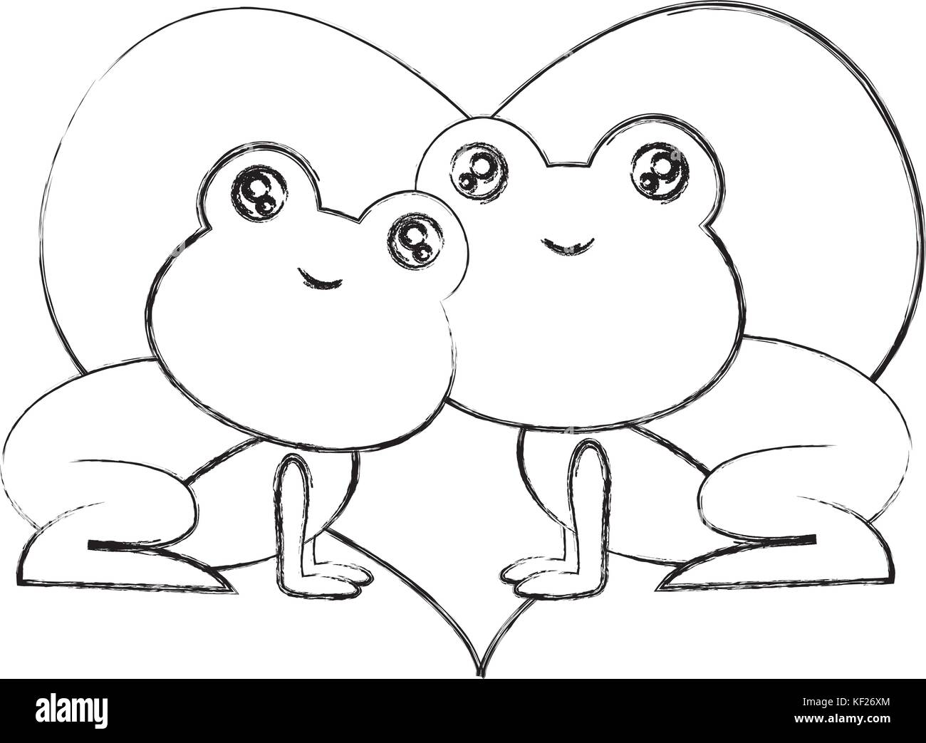 Nettes paar Frösche Symbol auf weißem Hintergrund Vector Illustration Stock Vektor