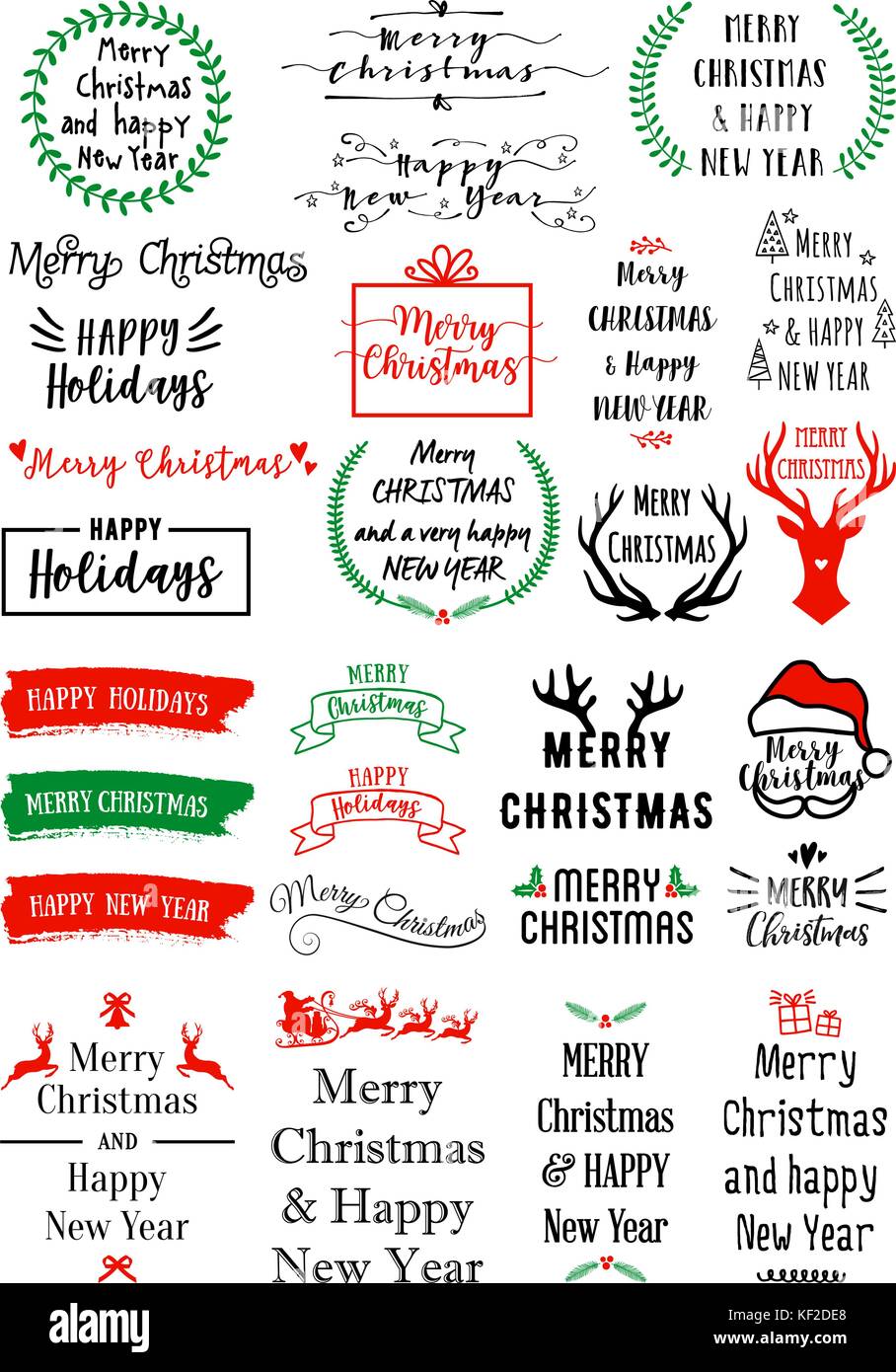 Weihnachten Text, Overlays für Karten, Banner, Tags, der Vektor Grafik Design Elemente einstellen Stock Vektor