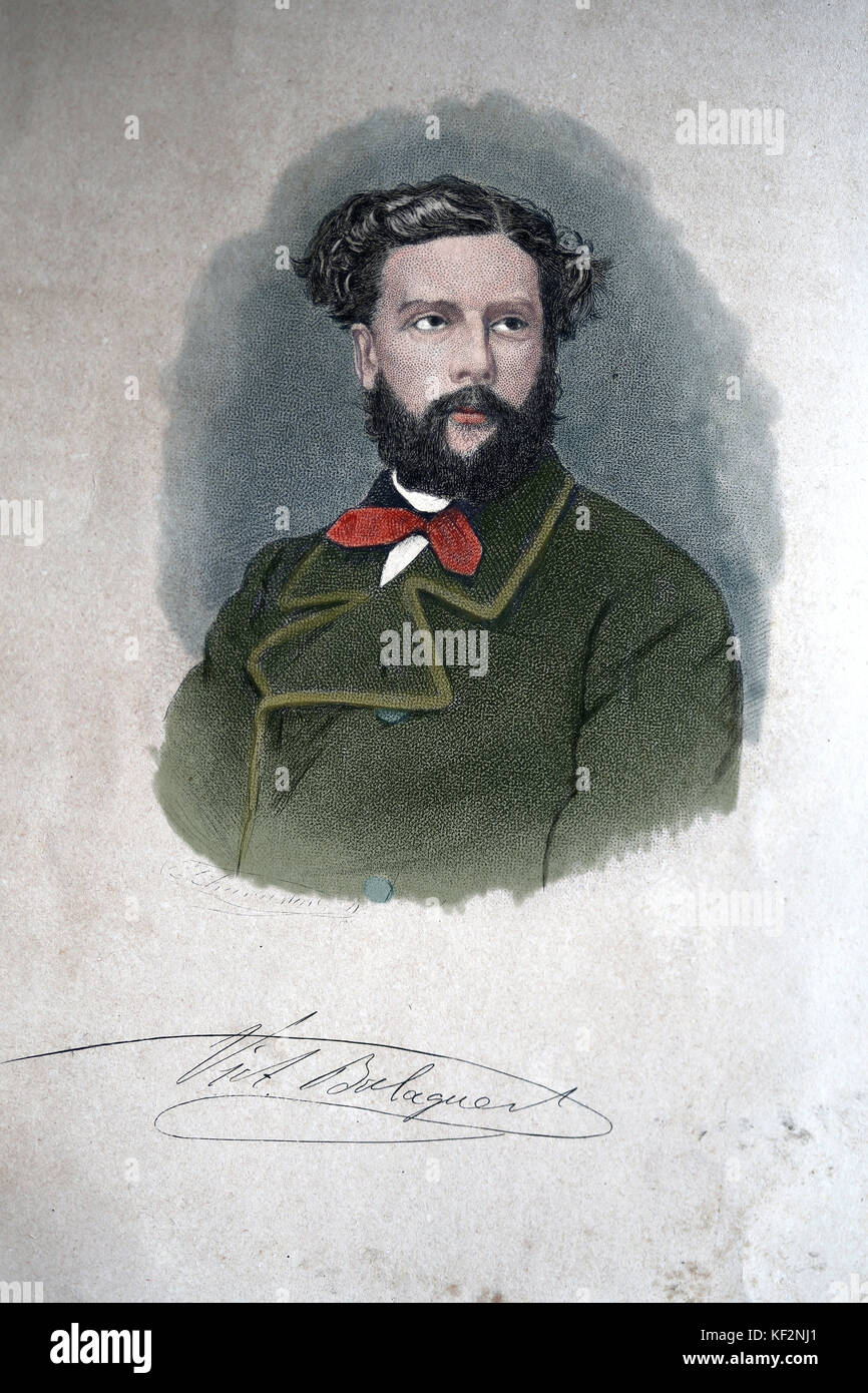 Victor Balaguer (1824-1901). katalanischer Politiker und Autor. Portrait.gravur 1863, Geschichte Kataloniens und der Krone von Aragon von Victor balague Stockfoto