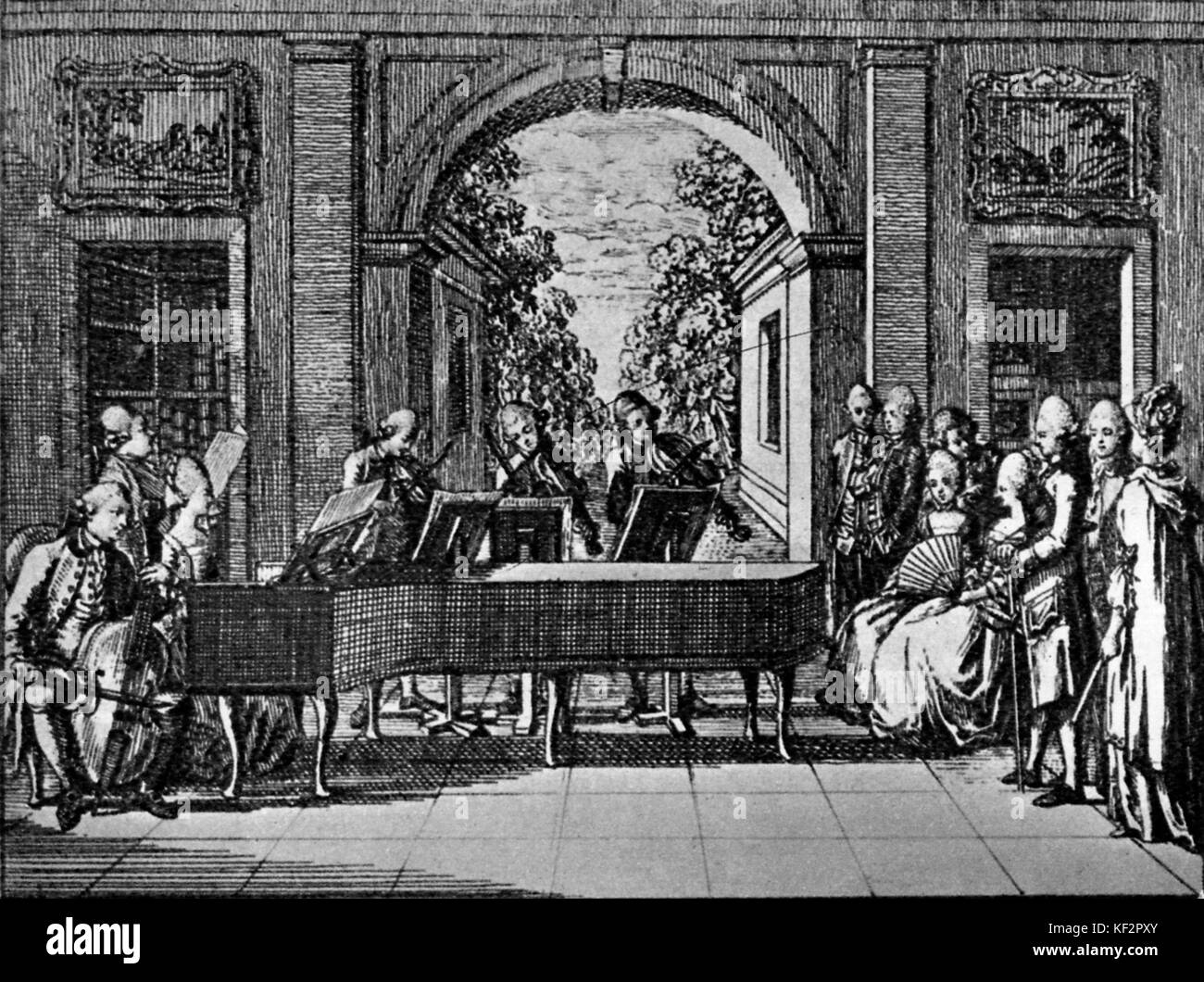 Ein Konzert - von J B Basedow "elementarwerk", 1774. Kupferstich von Daniel Chodowiecki. Johann Bernhard Basedow (11. September 1724 - vom 25. Juli 1790), deutscher Pädagogischer Reformer. Stockfoto