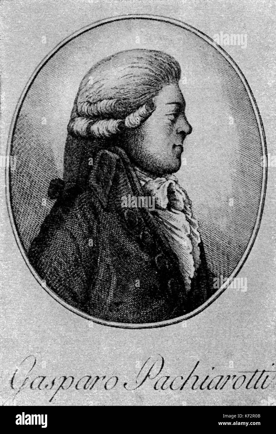 Gasparo Pachiarotti - (Fabriano geboren) Die italienische Mezzosopranistin Kastrat, 21. Mai 1740 bis 28. Oktober 1821. Nach dem Kupferstich. Stockfoto