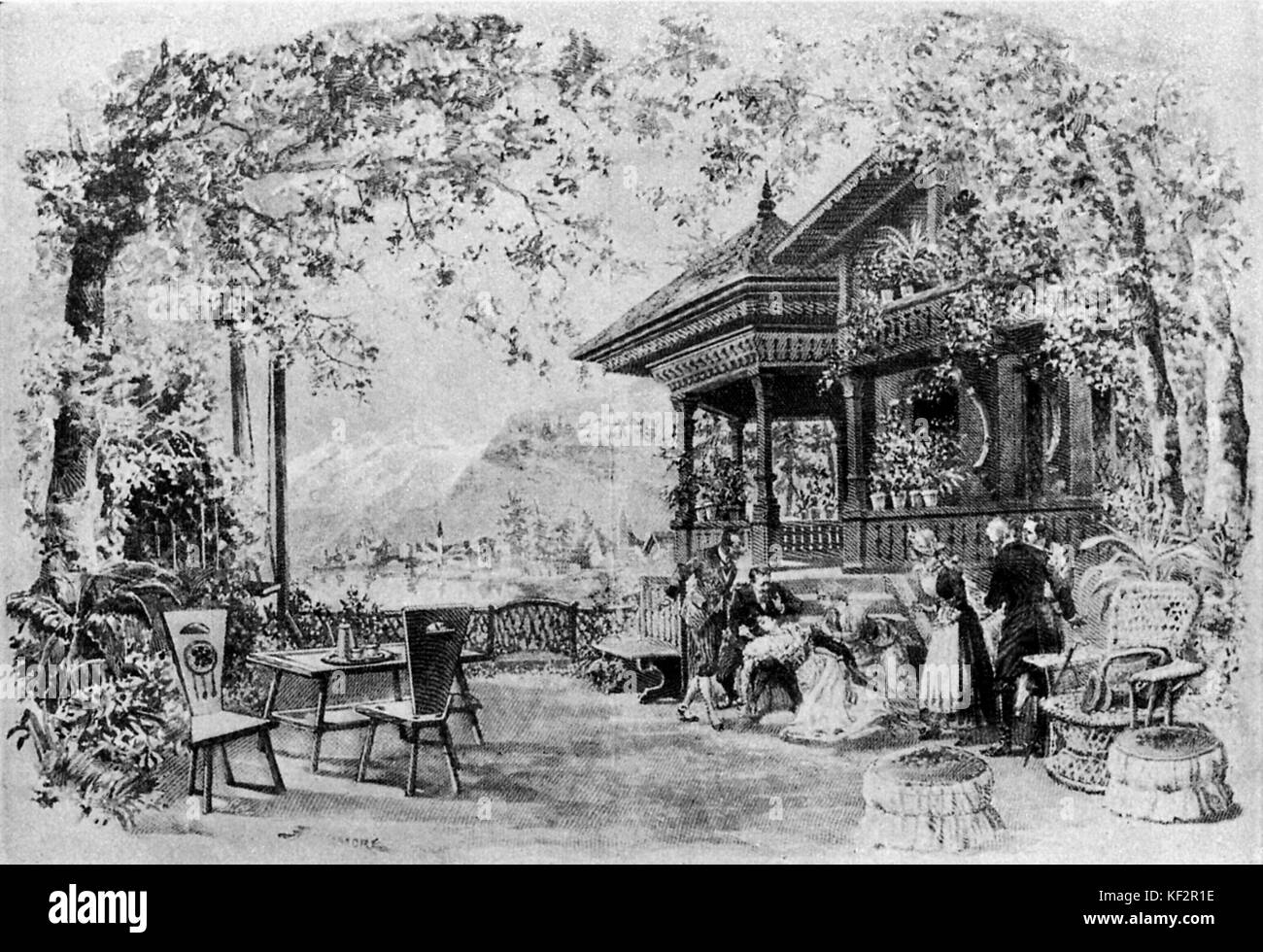 Letzte Szene der Oper Fedora von Umberto Giordano. Zeichnung von einem Bonamore. UG: die italienische Oper Komponist, 28. August 1867 - 12. November 1948 Stockfoto