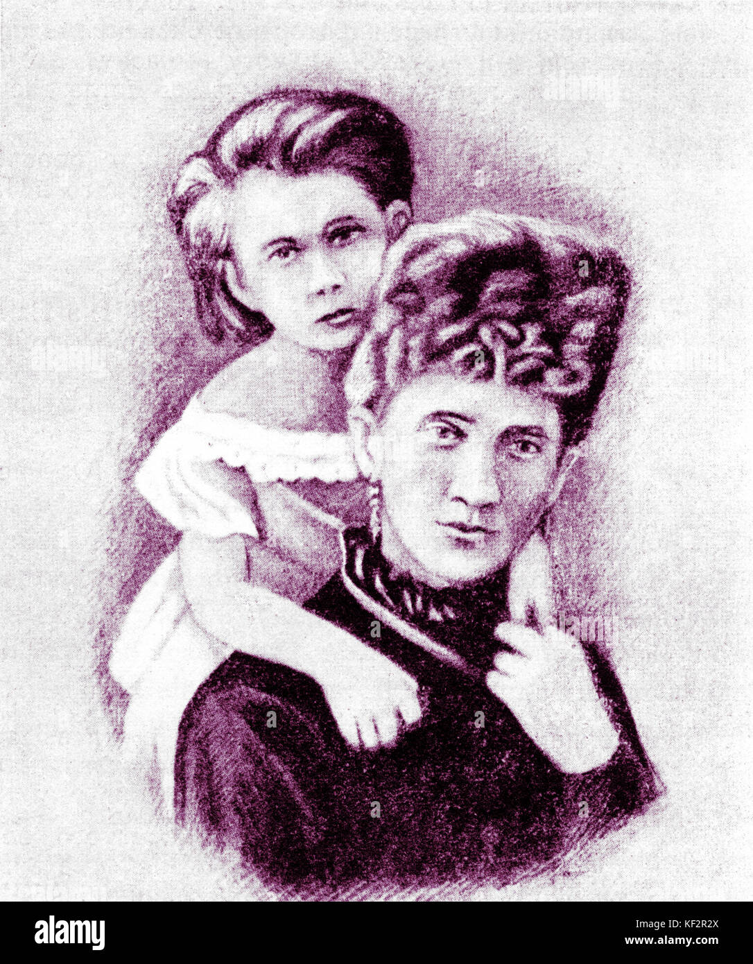 Nadeshda von Meck mit Ihrem Kind Ludmilla, die sehr jung starb. Sie ist  schutzpatronin wasTchaikovsky Stockfotografie - Alamy