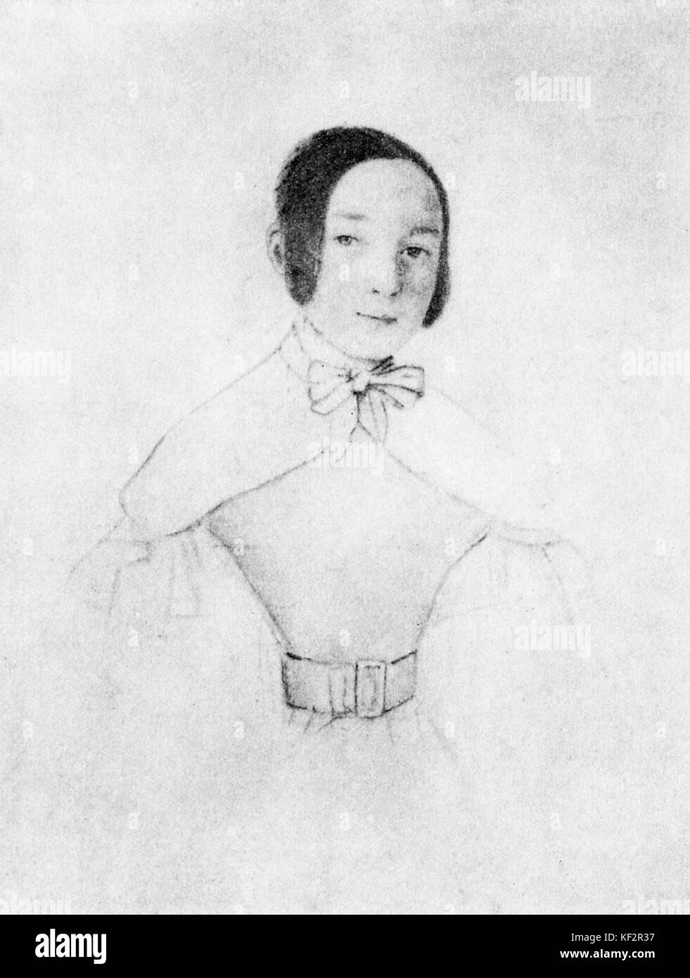 Marie Wodzinska. Verlobte von Chopin. Self-portrait in Bleistift. 1819-1896 Stockfoto
