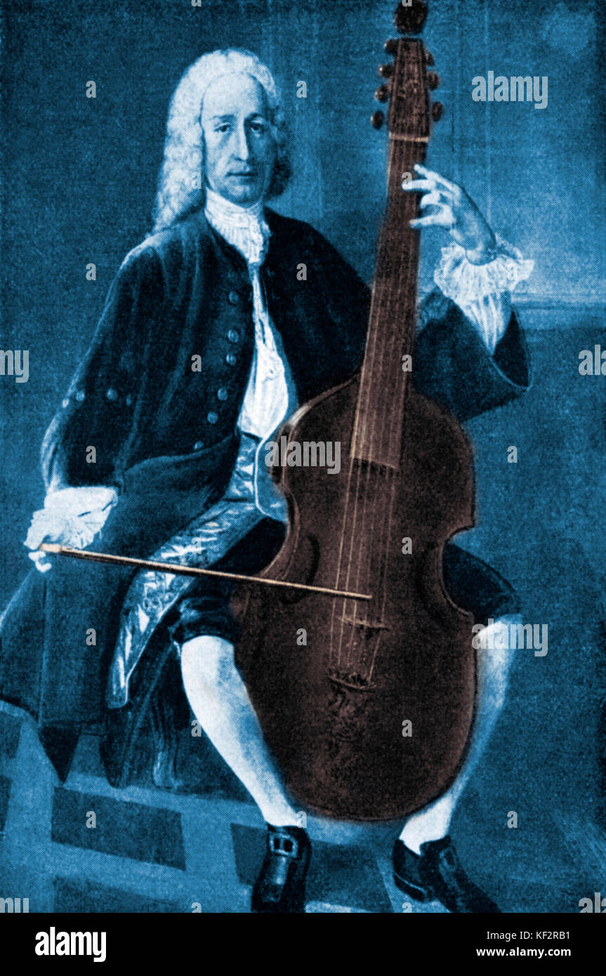 Jean Baptiste Antoine Forqueray - Portrait der französische Geiger spielt die Viola da Gamba. JBF: 3. April 1699 - August 1782. Auch Forcroy. Stockfoto
