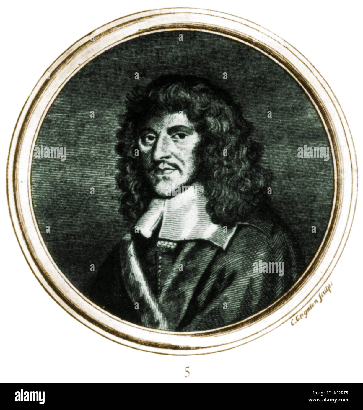 PLAYFORD, John - Kupferstich von C.Grignon englischen Buchhändler und Verleger (1623-1686) Stockfoto
