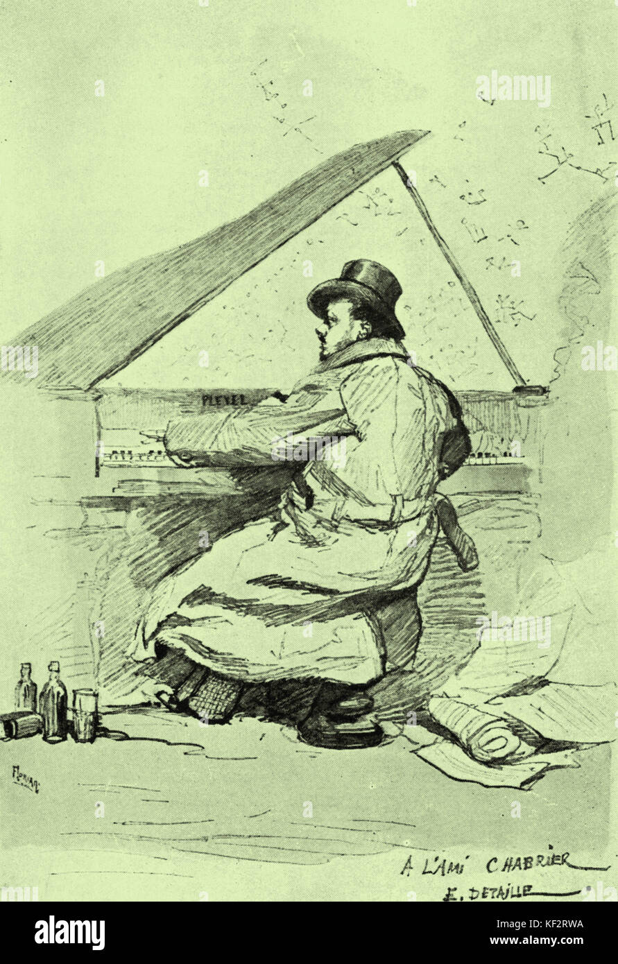 CHABRIER, Emmanuel am Klavier. Französischer Komponist, (1841-1894) Stockfoto