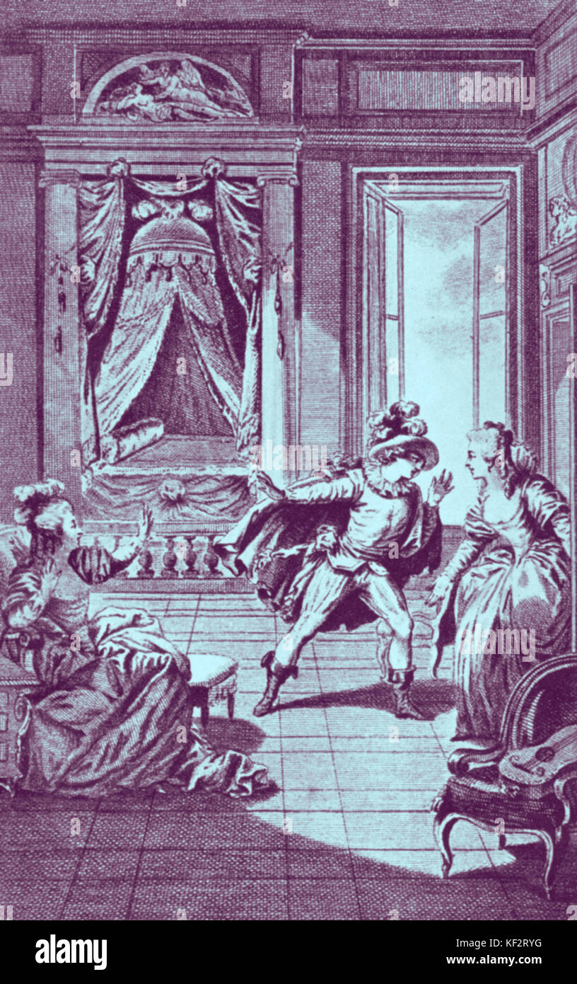 Wolfgang Amadeus Mozarts Oper Le nozze di Figaro: Cherubino mit Susanna und die Gräfin. Österreichischen Komponisten, 27. Januar 1756 - vom 5. Dezember 1791. Die Hochzeit des Figaro. 18. Stockfoto