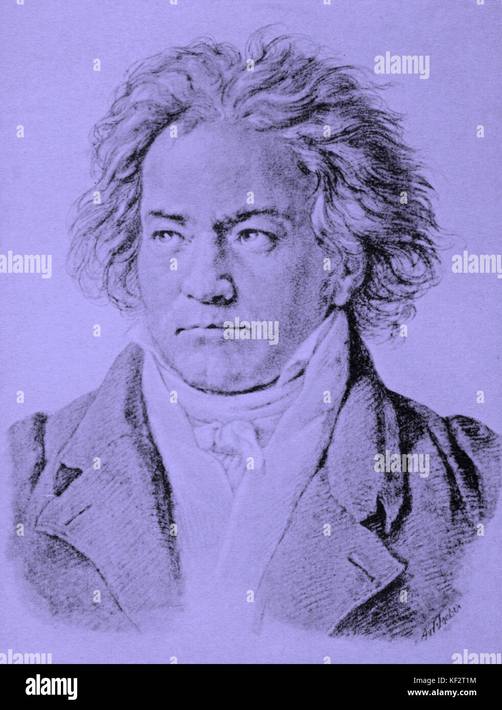 Ludwig van Beethoven - Porträt des Deutschen Komponisten. 1818 von Kloeber vom 17. Dezember 1770 - vom 26. März 1827 Stockfoto