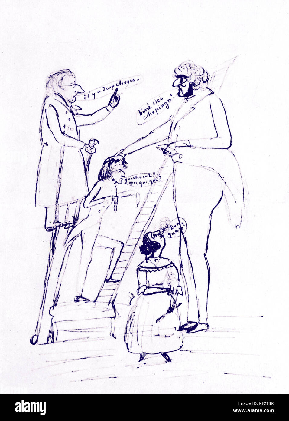 CHOPIN, Frederic (1810 - 1849) Karikatur von Chopin Stockfoto