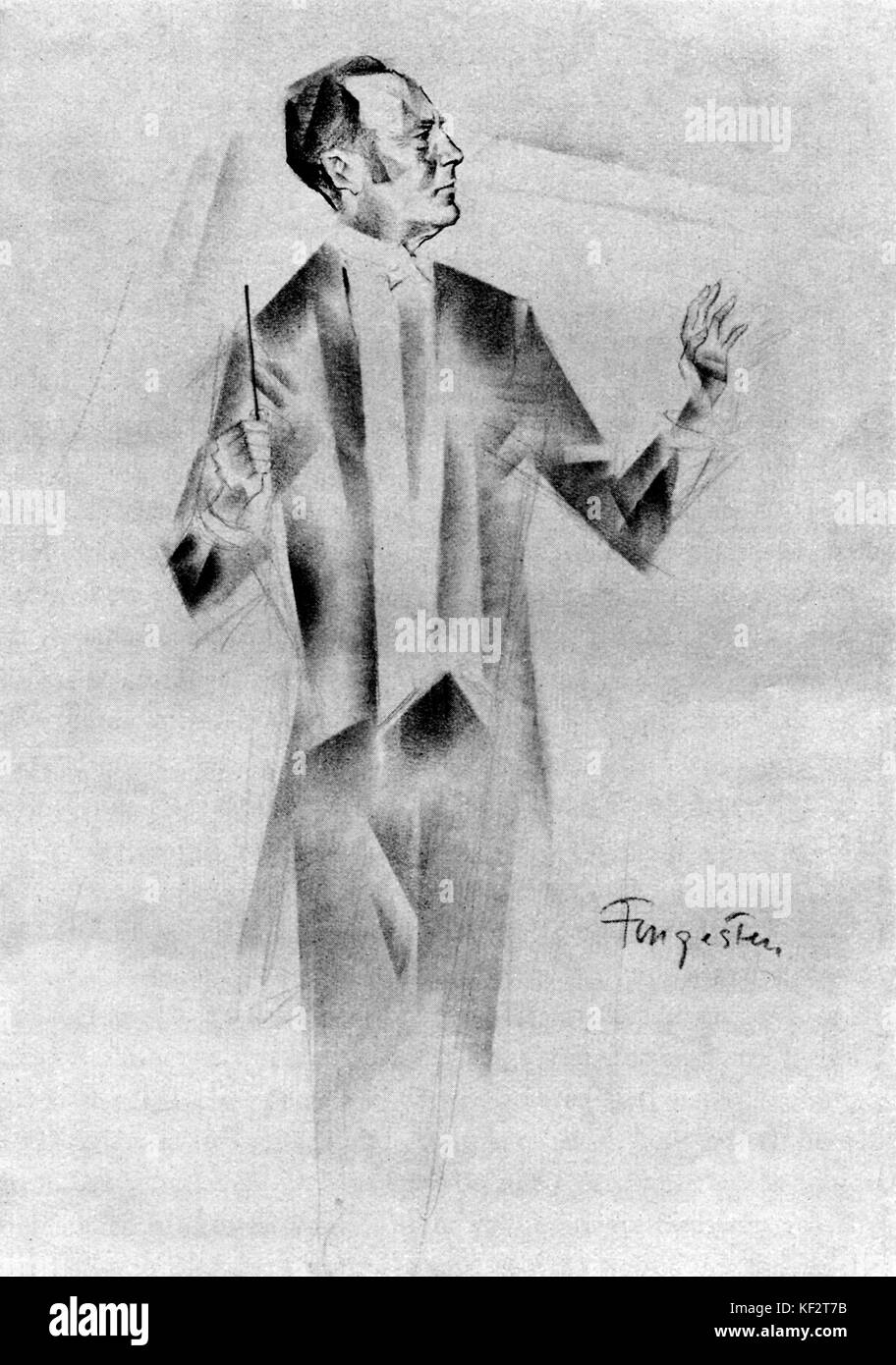 Felix Weingartner - Portrait. Nach dem Zeichnen von Michel Fingesten. Österreichische Dirigent und Komponist, 1863-1942. MF: Österreichischer Künstler, 1884 - 1943. Stockfoto