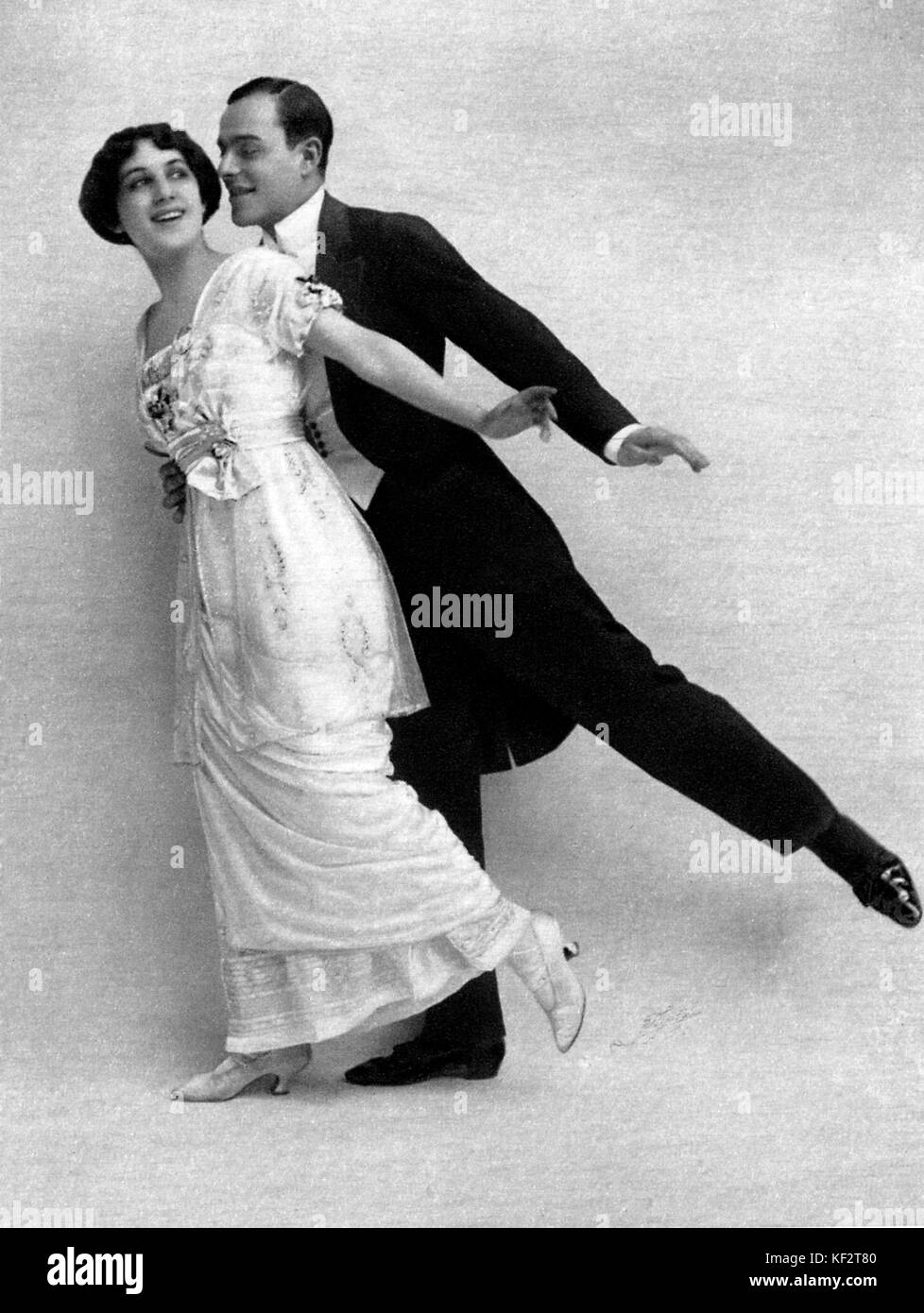 Tango Tänzer im Jahre 1913. Tango tanzen als Unterhaltung während der Mahlzeiten. "Cousin der Pariser Tango Tee"; ein "Thé Dansant" in einem eleganten Restaurant. Stockfoto