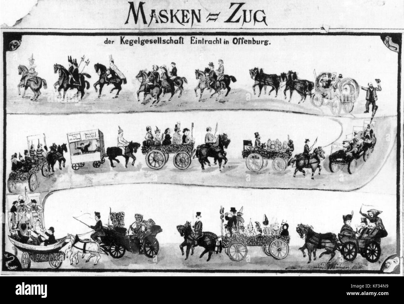 Offenburg Maskenzug Kegelgesellschaft Eintracht 1879 Stockfoto