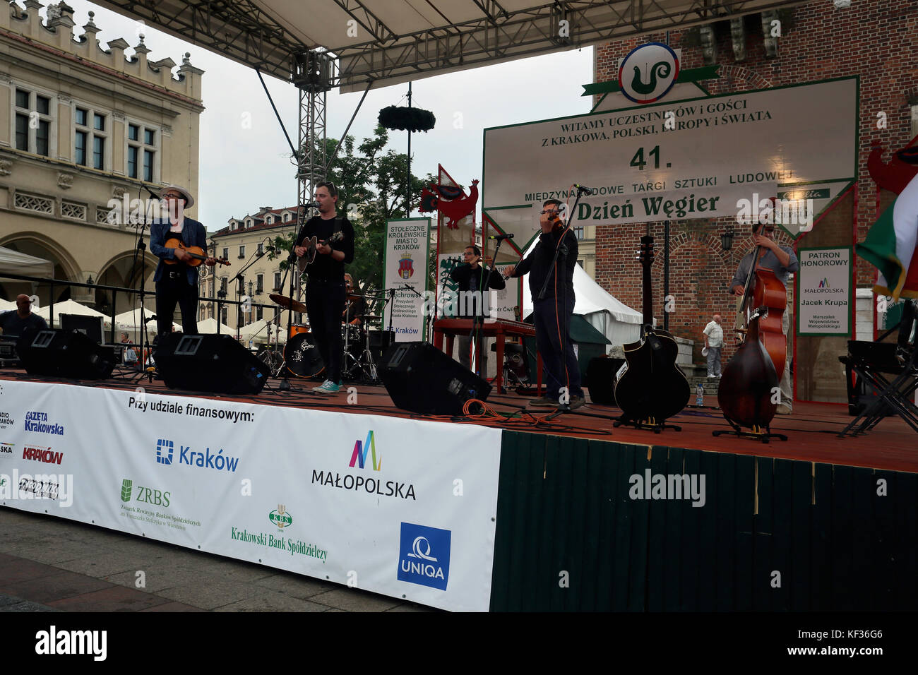 Hungarian Folk Rock Konzert, Rynek Glowny, Krakau, Polen Stockfoto