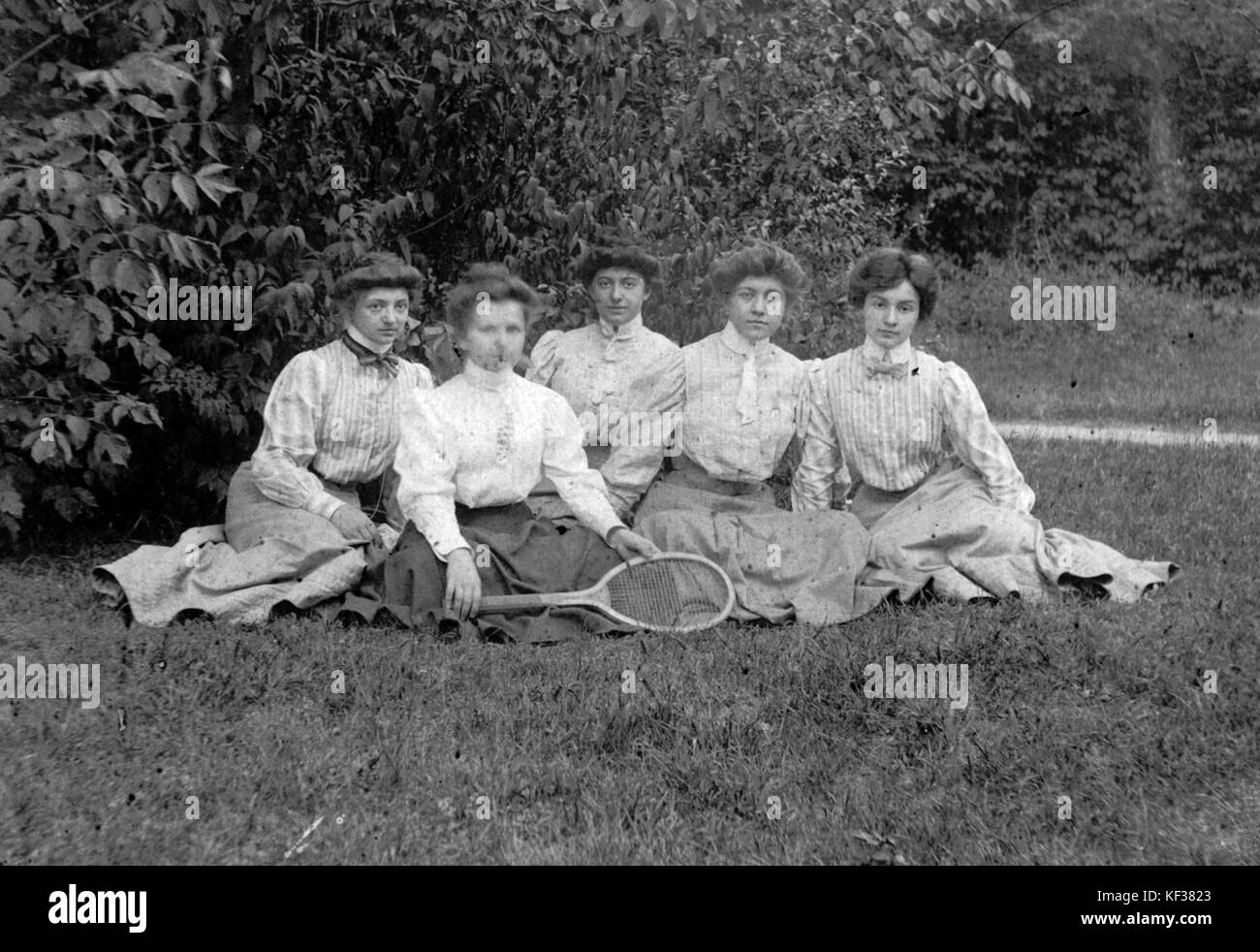 Tableau, Frauen, Tennis, Tennisschläger, Dame, Rock, Bluse 18206 Stockfoto