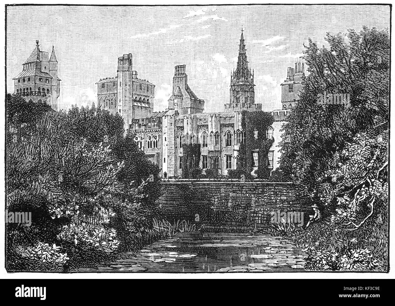 1890: das Schloss von Cardiff ist eine mittelalterliche Burg im 12. Jahrhundert gegründet. In der Mitte des 18. Jahrhunderts William Burges, ein englischer Architekt und Designer, renoviert das Schloss im neugotischen Stil und das Gebäude gilt als "die schönste, die Gothic Revival jemals erreicht. South Wales. Stockfoto