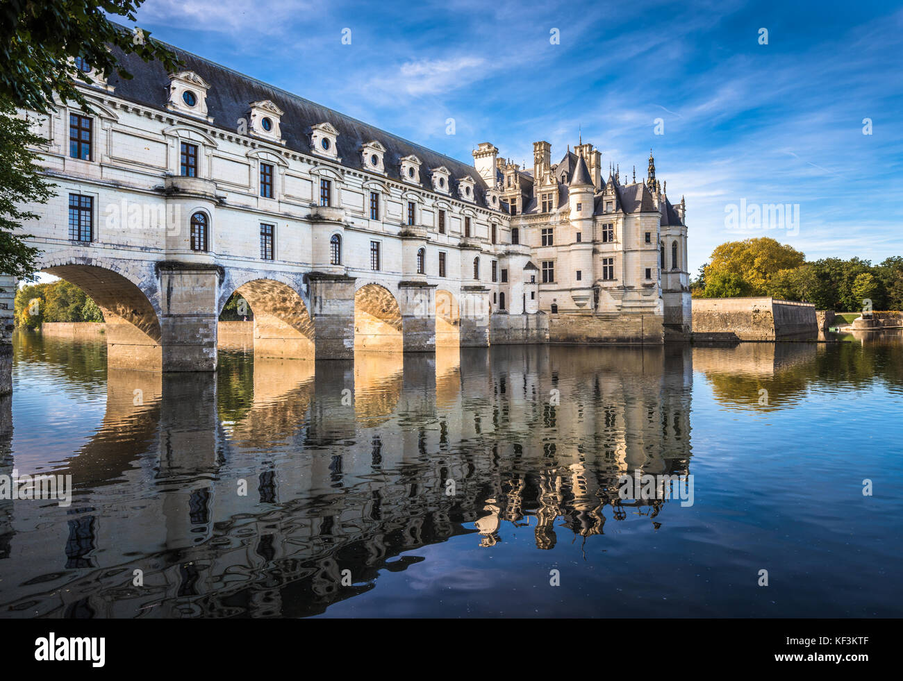 Chateau de Chenonceau auf dem Fluss Cher, Loire Tal, Frankreich Stockfoto