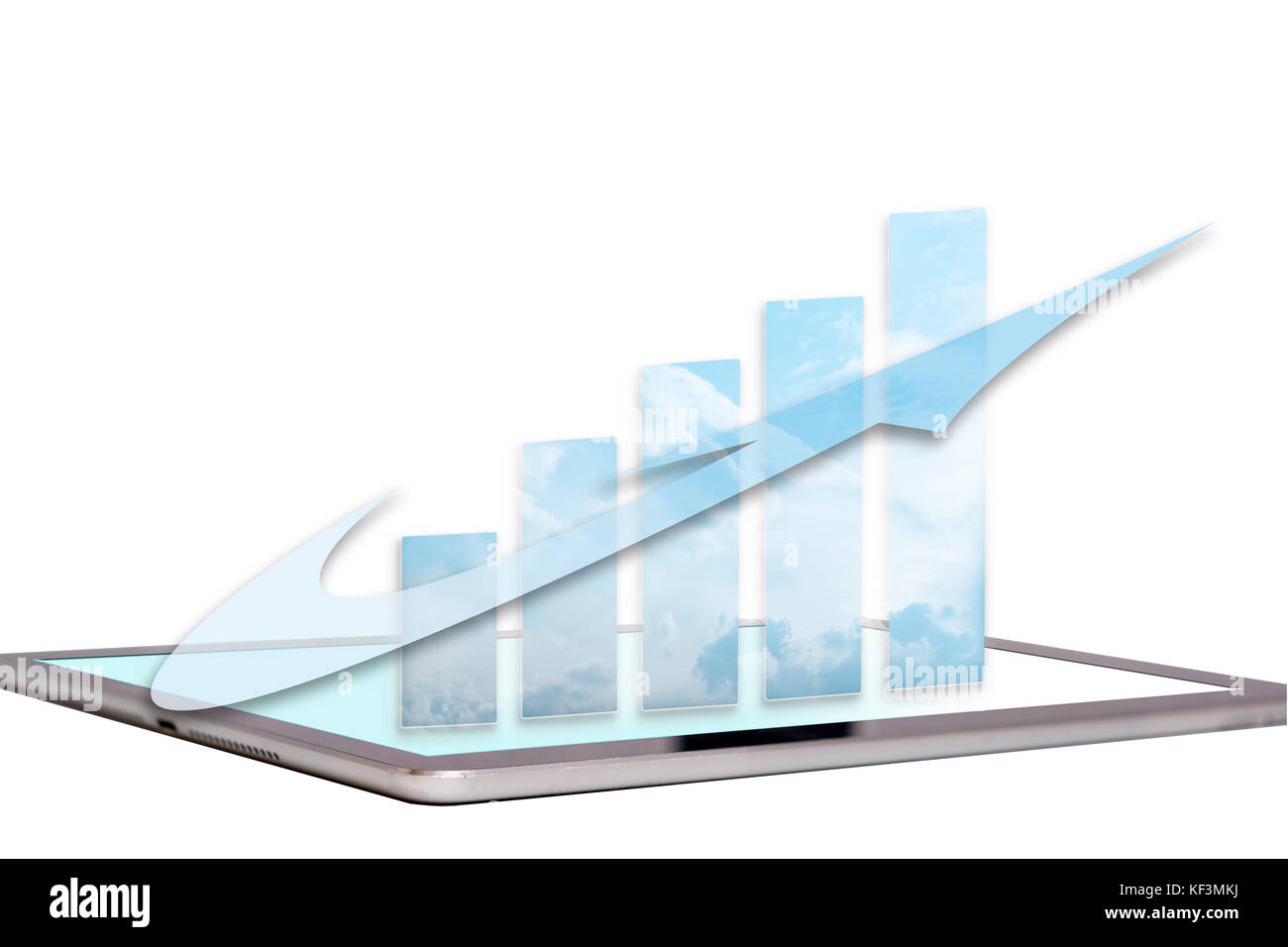 Das Wachstum des Unternehmens Chart mit Pfeil auf Bildschirm Stockfoto
