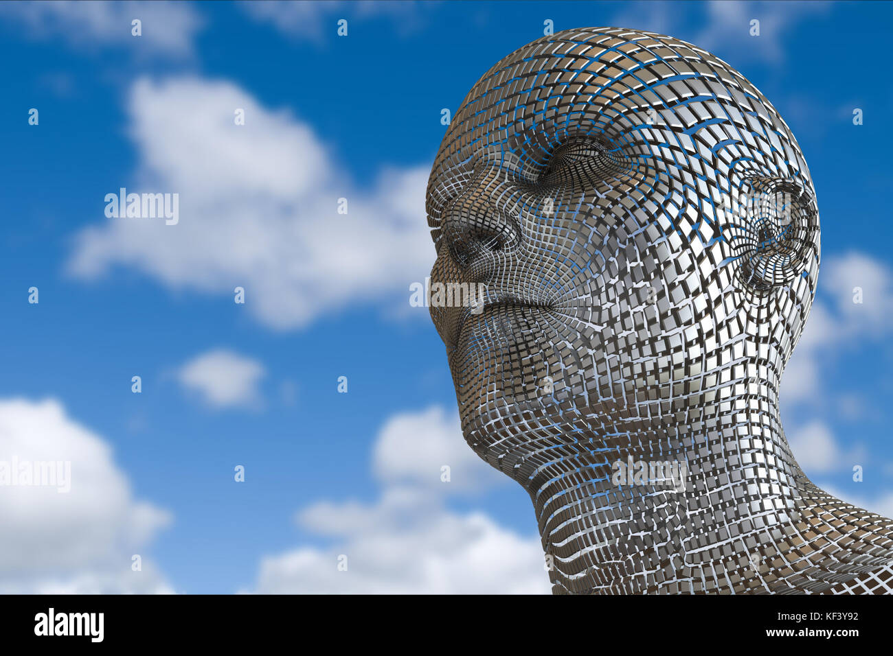 3D-Render von einem Computer erzeugt Kopf. Künstliche verstand Konzept. Stockfoto