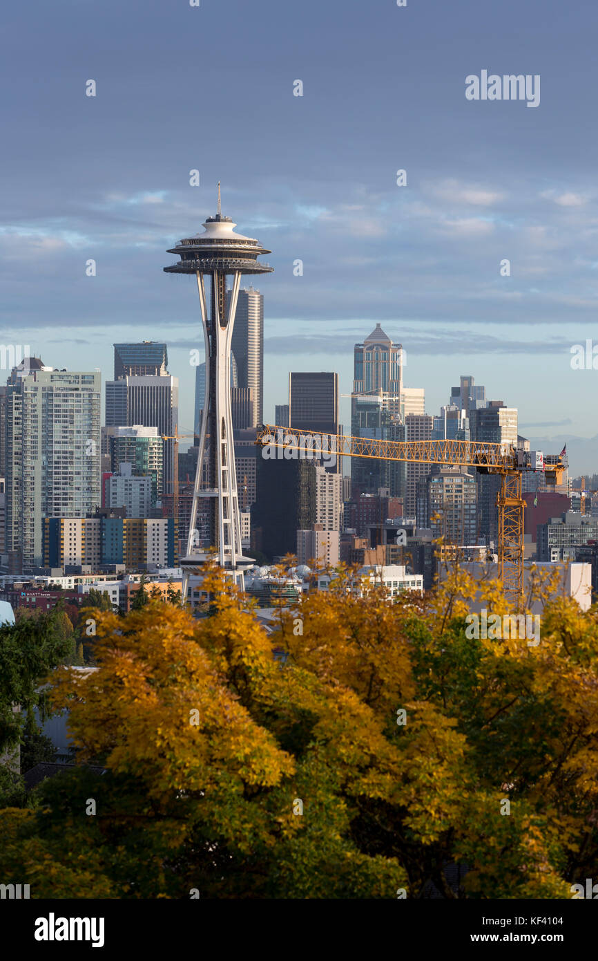 Seattle, Washington: Space Needle llc offiziell begonnen Bau des Jahrhunderts Projekt, einen mehrjährigen Venture konzentrierte sich auf Erhaltung und Renovat Stockfoto
